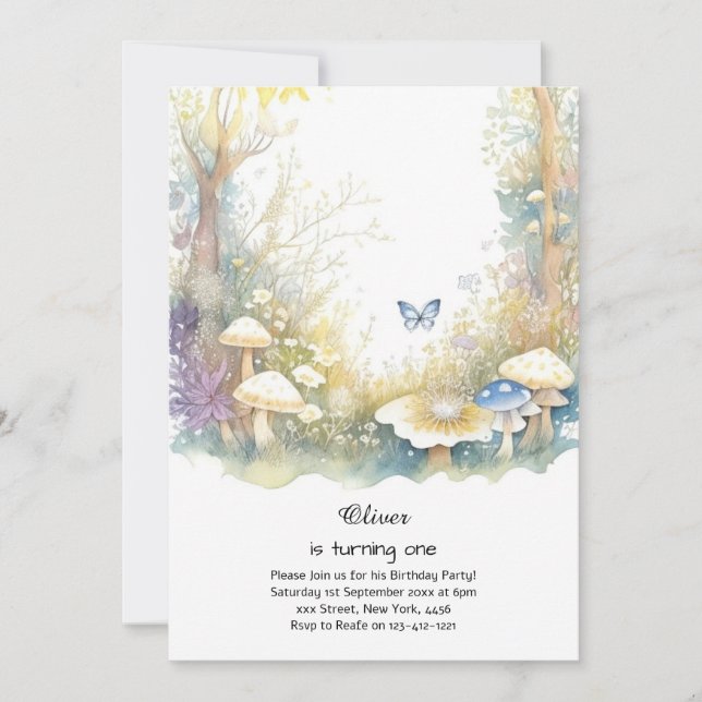 Mushroom 1st Birthday Invitation (Front)