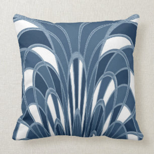 Mushroom Abstract - Art Deco - Blue Heather Cushion
