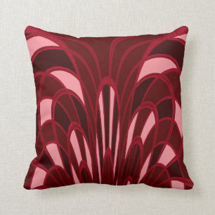 Mushroom Abstract - Art Deco - Red Cushion