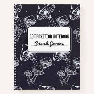 Mushroom Aesthetic Personalised Black Composition Notebook