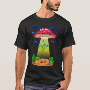 Mushroom Alien Abduction Psychedelic Space UFO Fu T-Shirt