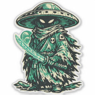 Mushroom Alien Ronin — Vintage Space Wanderer