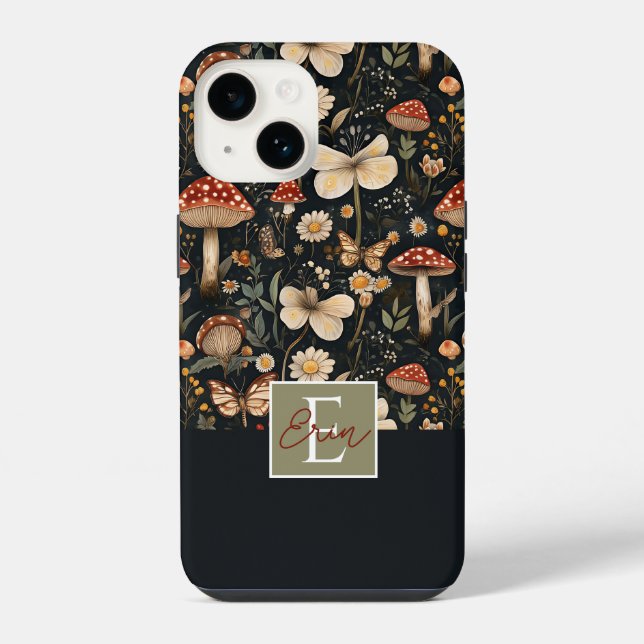 Mushroom and Flowers Fall pattern  iPhone Case (Back)