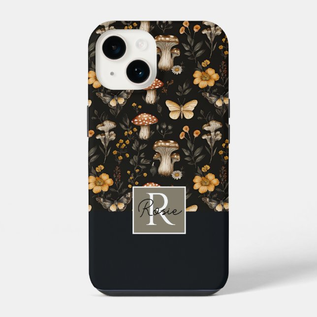 Mushroom and Flowers Fall pattern  iPhone Case (Back)