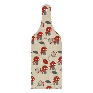Mushroom and Leaves Retro Pattern Cutting Board