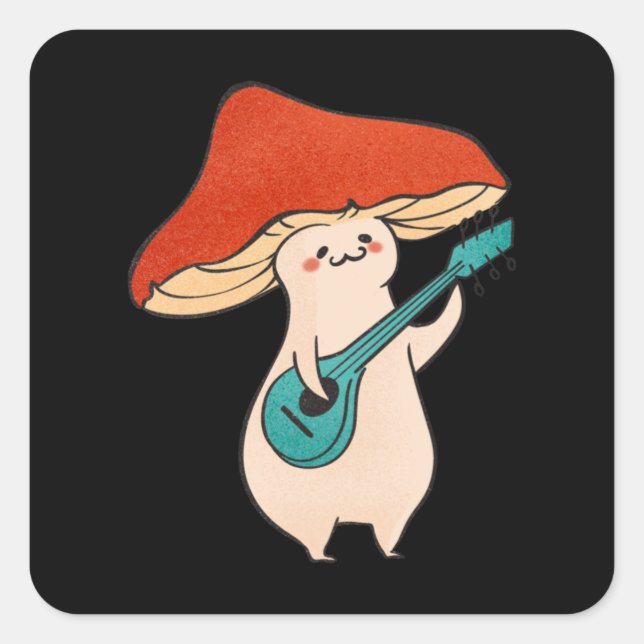 Mushroom And Music Square Sticker (Front)