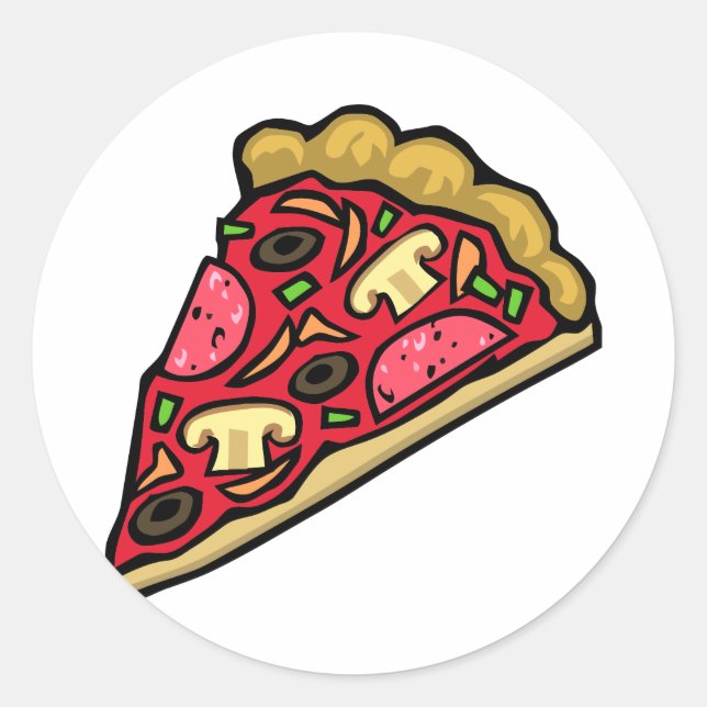 Mushroom and pepperoni pizza slice classic round sticker (Front)