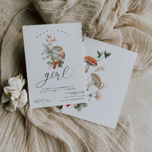 Mushroom and Strawberries Baby Shower Invitation