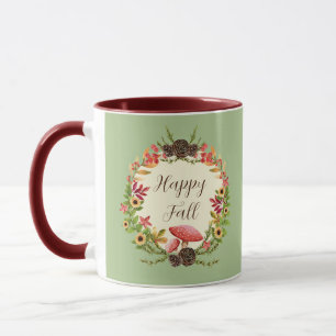 Mushroom and sunflowers with customisable text mug