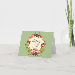 Mushroom and sunflowers with customisable text note card