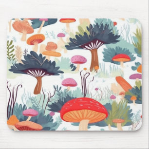 Mushroom and Tree Design Mouse Pad