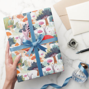 Mushroom and Tree Design Wrapping Paper