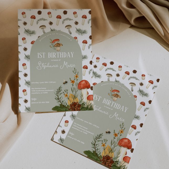 Mushroom and Wild Flowers Birthday Invitation (Creator Uploaded)