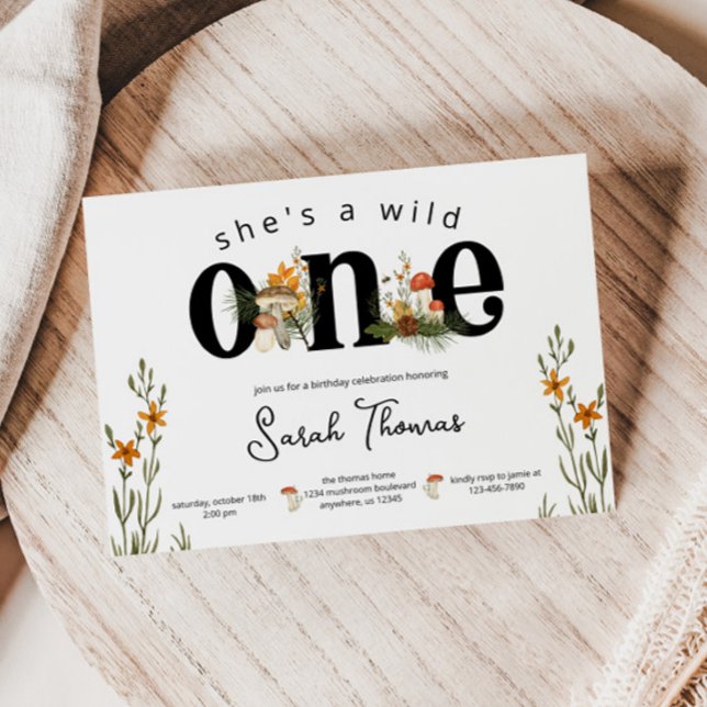 Mushroom and Wild Flowers Birthday Invitation (Creator Uploaded)