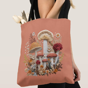 Mushroom and Wildflower Tote Bag