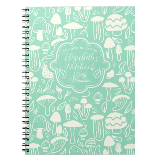 Mushroom Aqua Cream Notebook (Front)