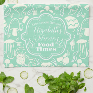 Mushroom Aqua Cream Tea Towel