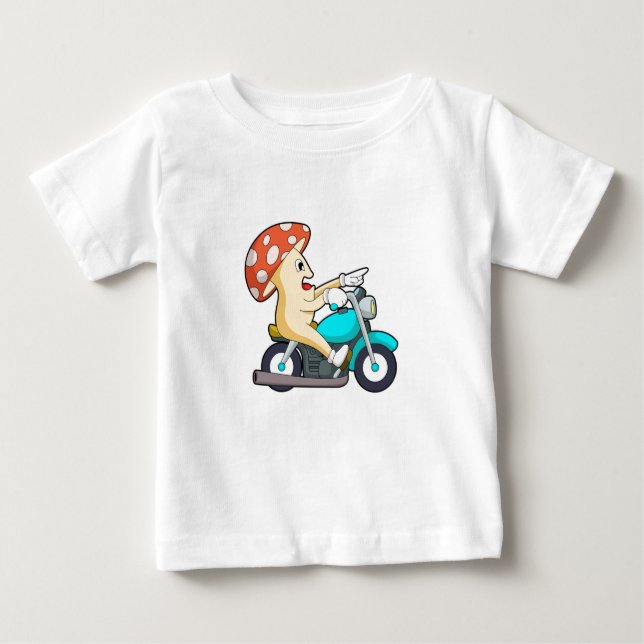 Mushroom as Biker with Motorcycle Baby T-Shirt (Front)