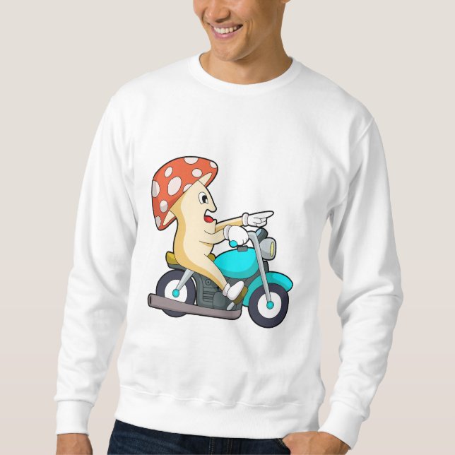 Mushroom as Biker with Motorcycle Sweatshirt (Front)