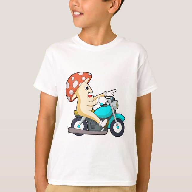 Mushroom as Biker with Motorcycle T-Shirt (Front)