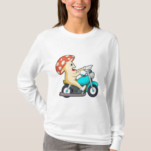 Mushroom as Biker with Motorcycle T-Shirt