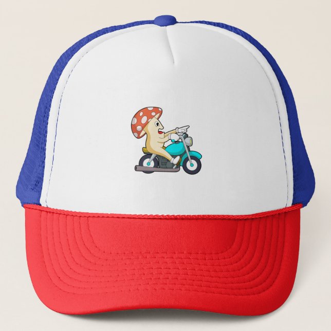 Mushroom as Biker with Motorcycle Trucker Hat (Front)