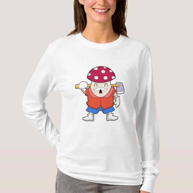 Mushroom as Farmer with Axe T-Shirt (Front)
