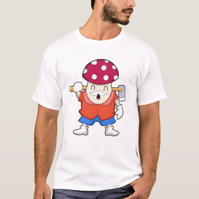 Mushroom as Farmer with Axe T-Shirt (Front)