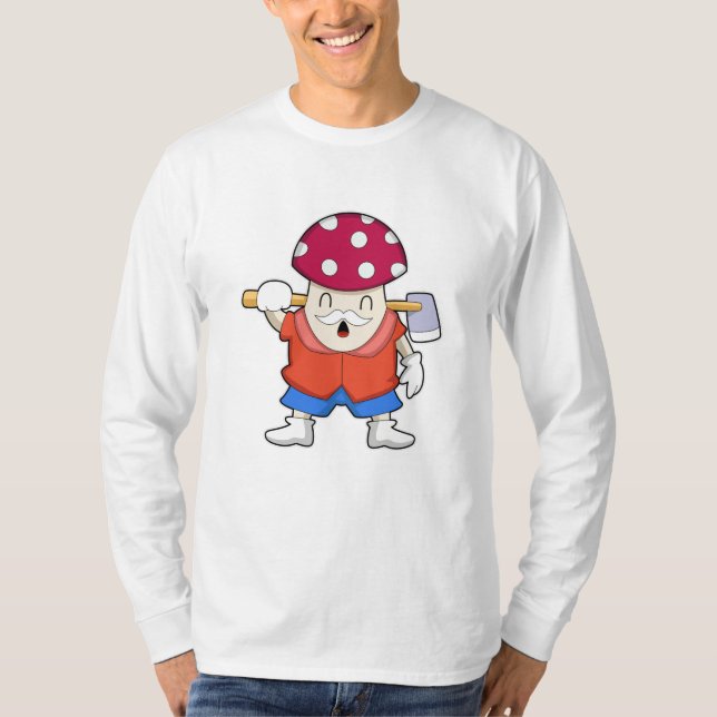 Mushroom as Farmer with Axe T-Shirt (Front)