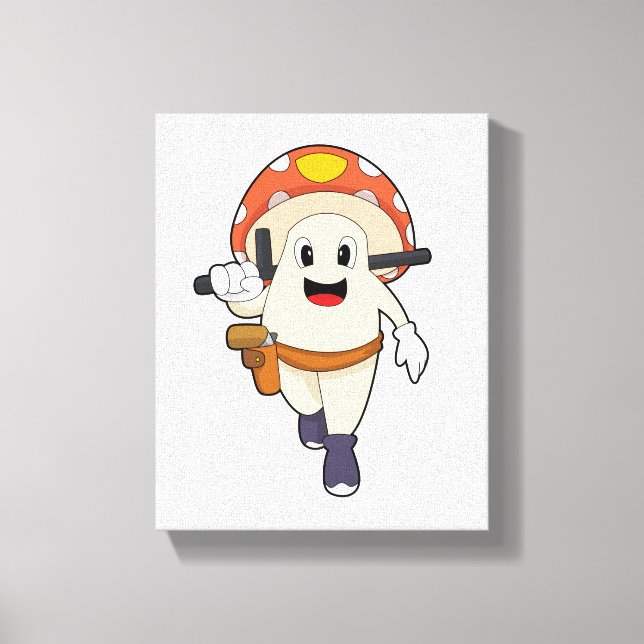 Mushroom as Police officer at Police Canvas Print (Front)