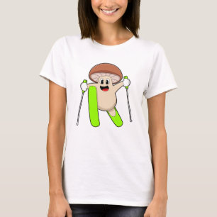 Mushroom as Skier with Ski T-Shirt