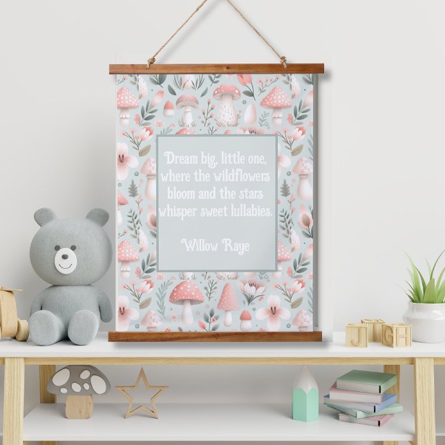 Mushroom Baby Nursery Wood Topped Wall Tapestry (Creator Uploaded)