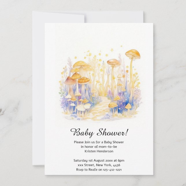 Mushroom Baby Shower Invitation (Front)