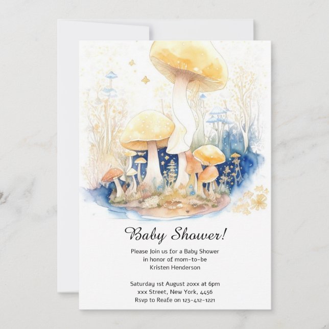 Mushroom Baby Shower Invitation (Front)