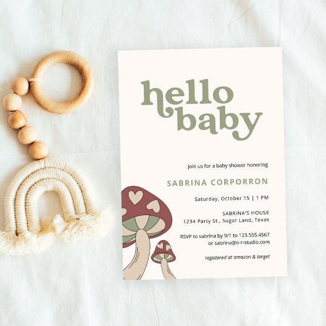 Mushroom Baby Shower Invitation | Sage Green  (Creator Uploaded)