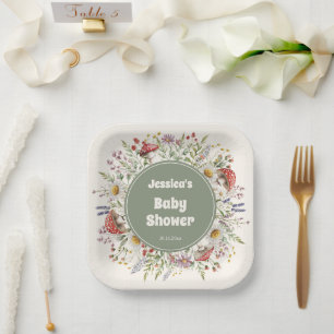 Mushroom Baby Shower Paper Plate