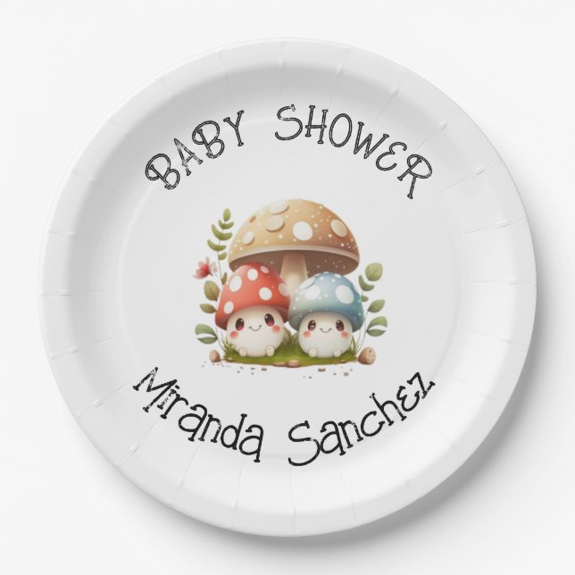 Mushroom Baby Shower  Paper Plate (Front)