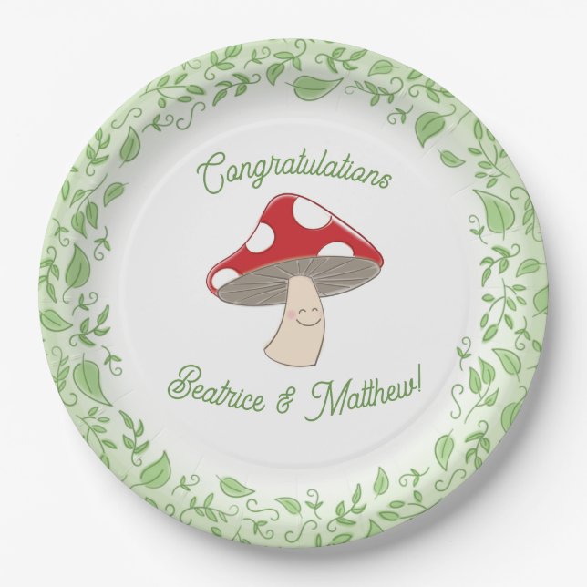 Mushroom Baby Shower Paper Plate (Front)
