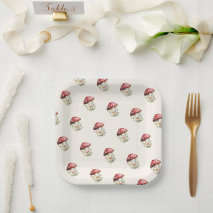 Mushroom Baby Shower  Paper Plate
