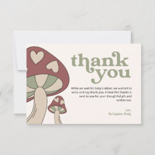 Mushroom Baby Shower Thank You Sage Green Card