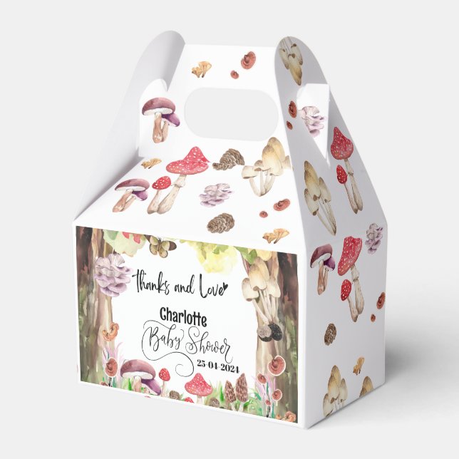 mushroom baby shower woodland forest  favour box (Front Side)