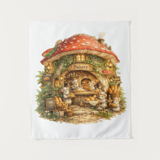 Mushroom Bakery | Whimsical Woodland Cottagecore  Tapestry