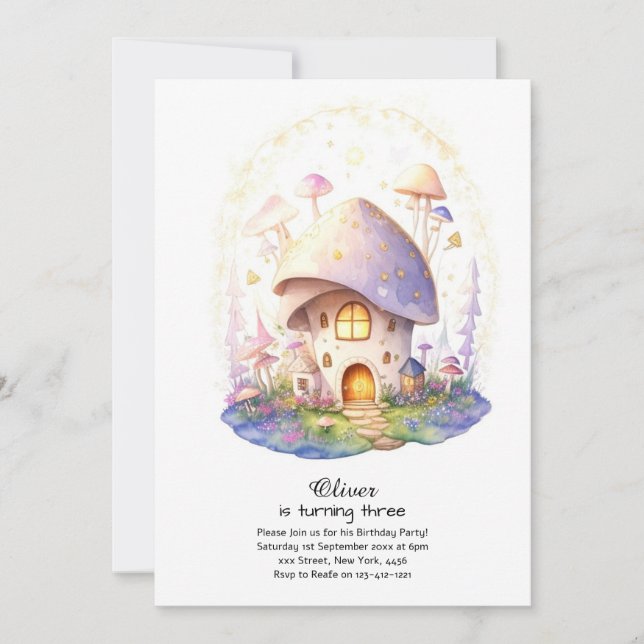 Mushroom Birthday Invitation (Front)