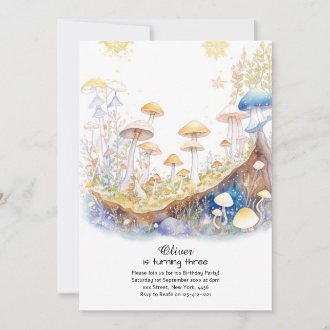 Mushroom Birthday Invitation (Front)