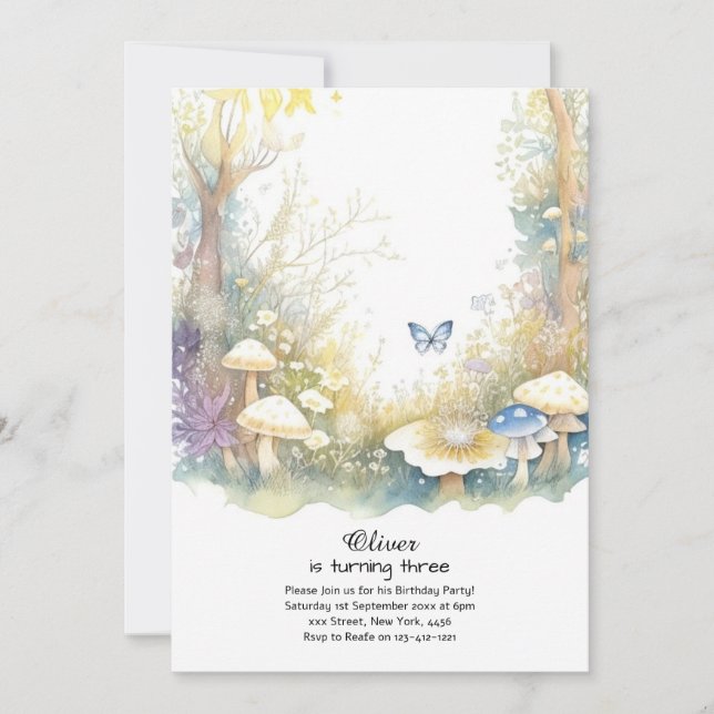 Mushroom Birthday Invitation (Front)