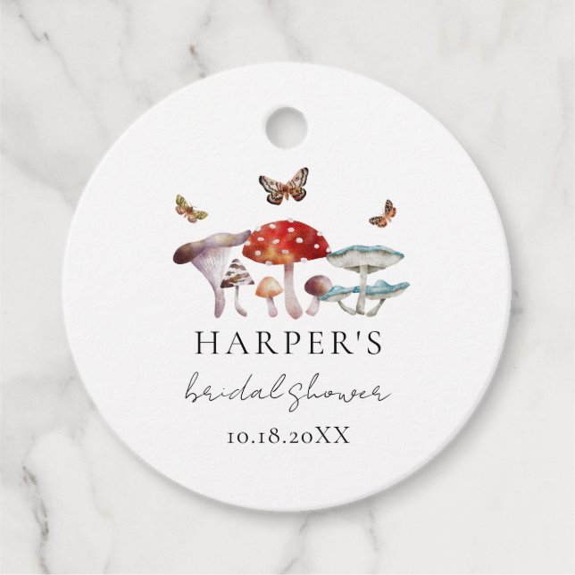 Mushroom Boho Bridal Shower Favour Tags (Front)