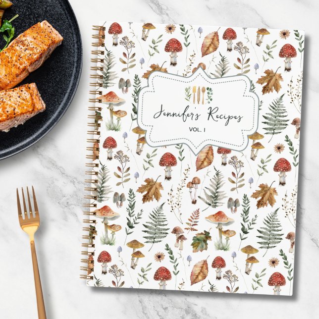 Mushroom Botanical Pattern Family Recipe Book (Creator Uploaded)