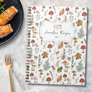 Mushroom Botanical Pattern Family Recipe Journal