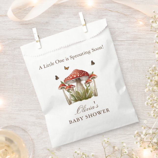 Mushroom Butterfly Theme Baby Shower Souvenir Favour Bags (Clipped)