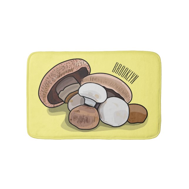 Mushroom cartoon illustration  bath mat (Front)